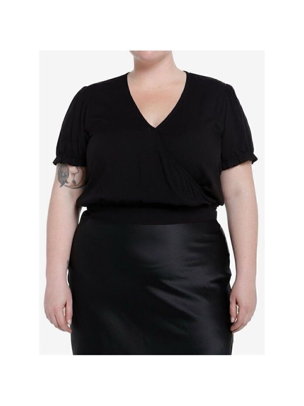 Cosmic Aura Black Wrap Front Girls Woven Top Plus Size 1
